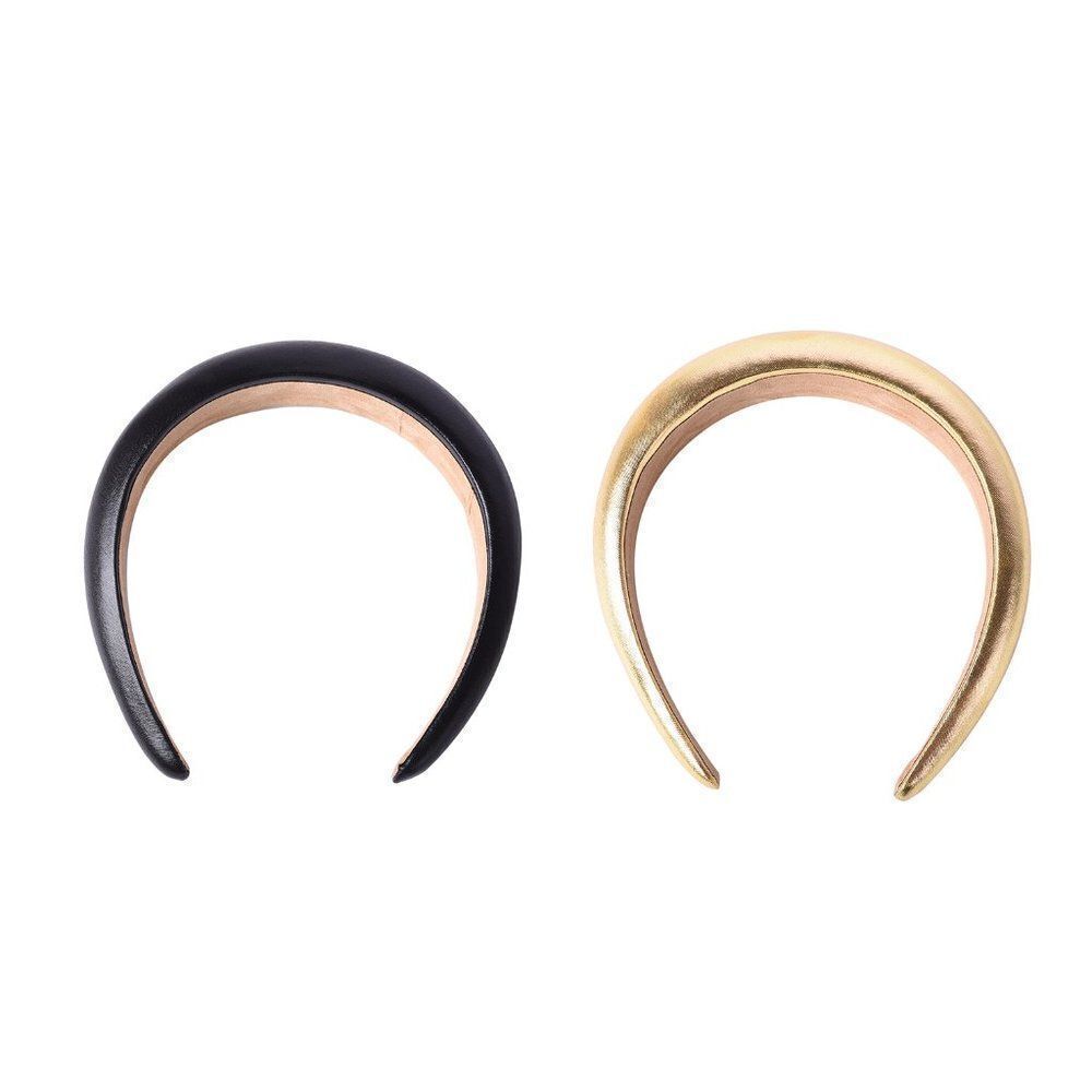 Gold and Black Faux Leather Sponge Hair Hoop